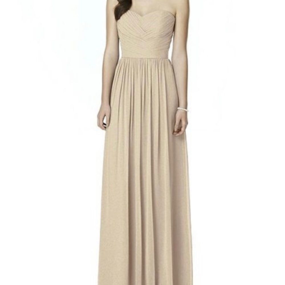 Dessy Collection Cross Chiffon Strapless Dress Gown Style 2991 in Cameo Gold 10
